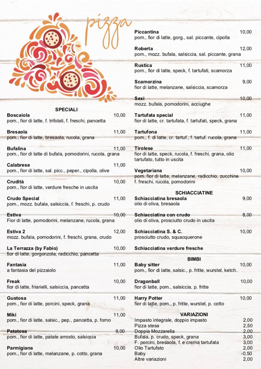 Menu di La Terrazza Pizzeria 