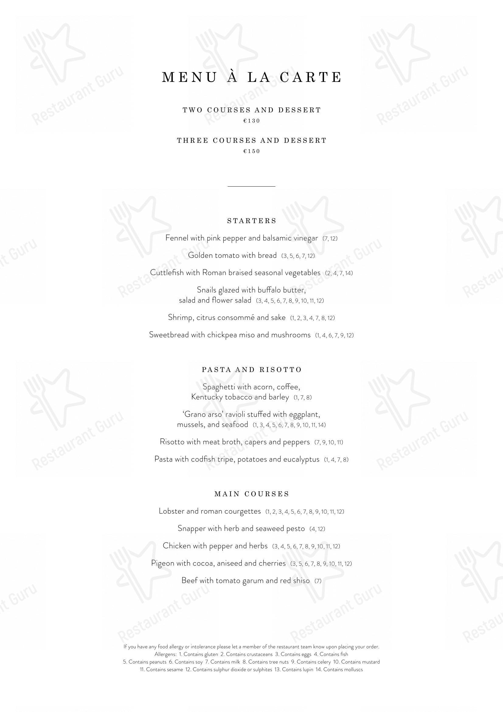 Menu bar per La Terrazza in Roma