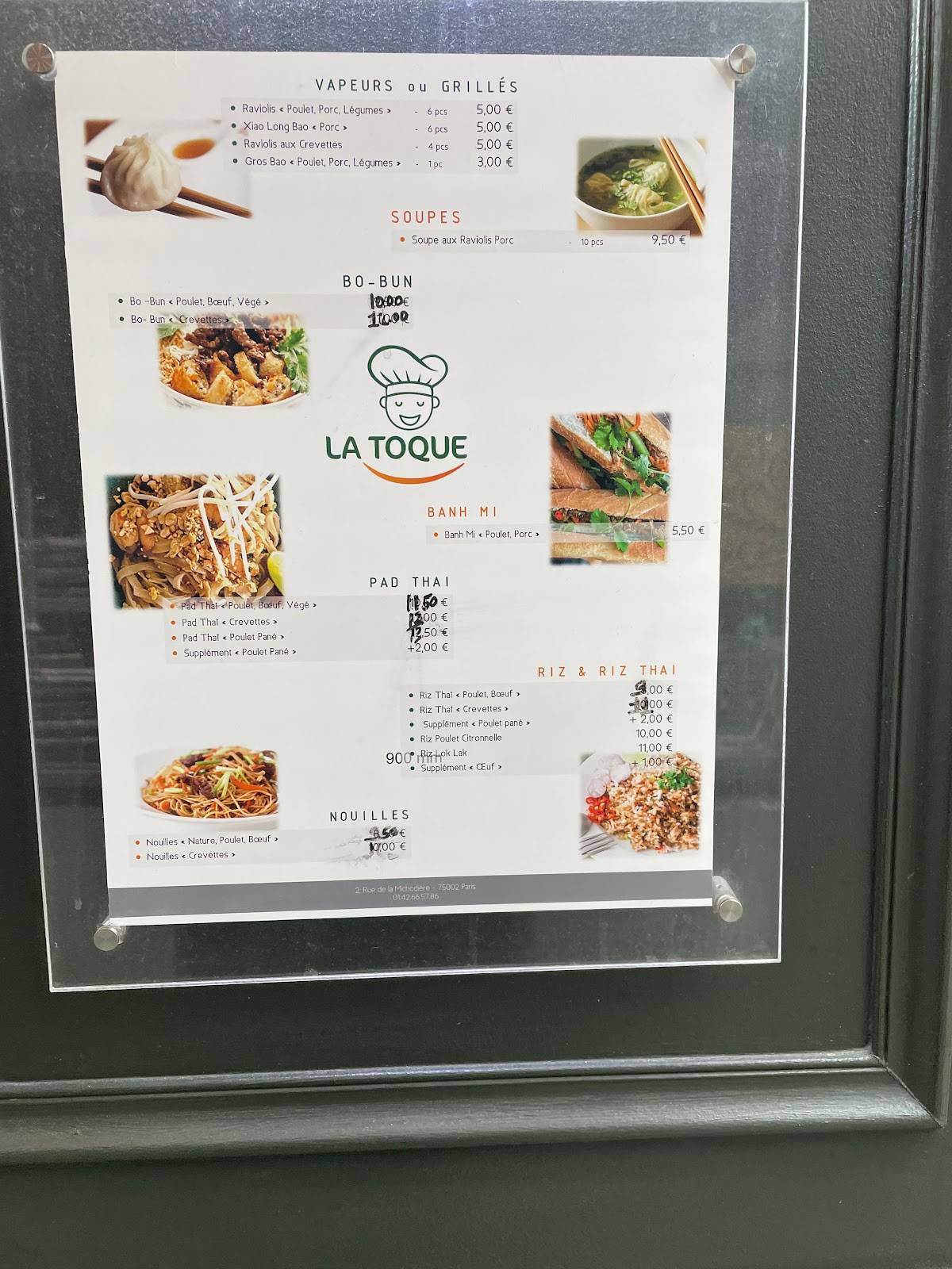 Menu de La Toque
