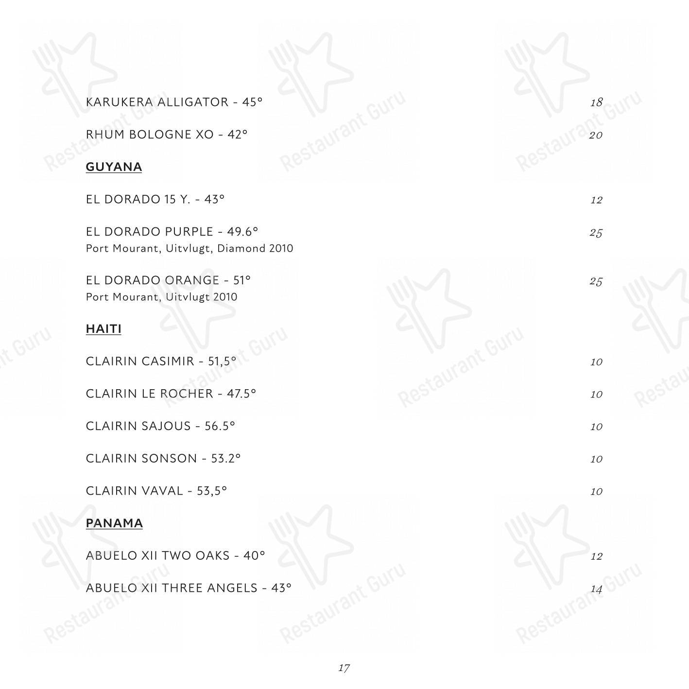 Menu di La Zanzara - Крафт меню
