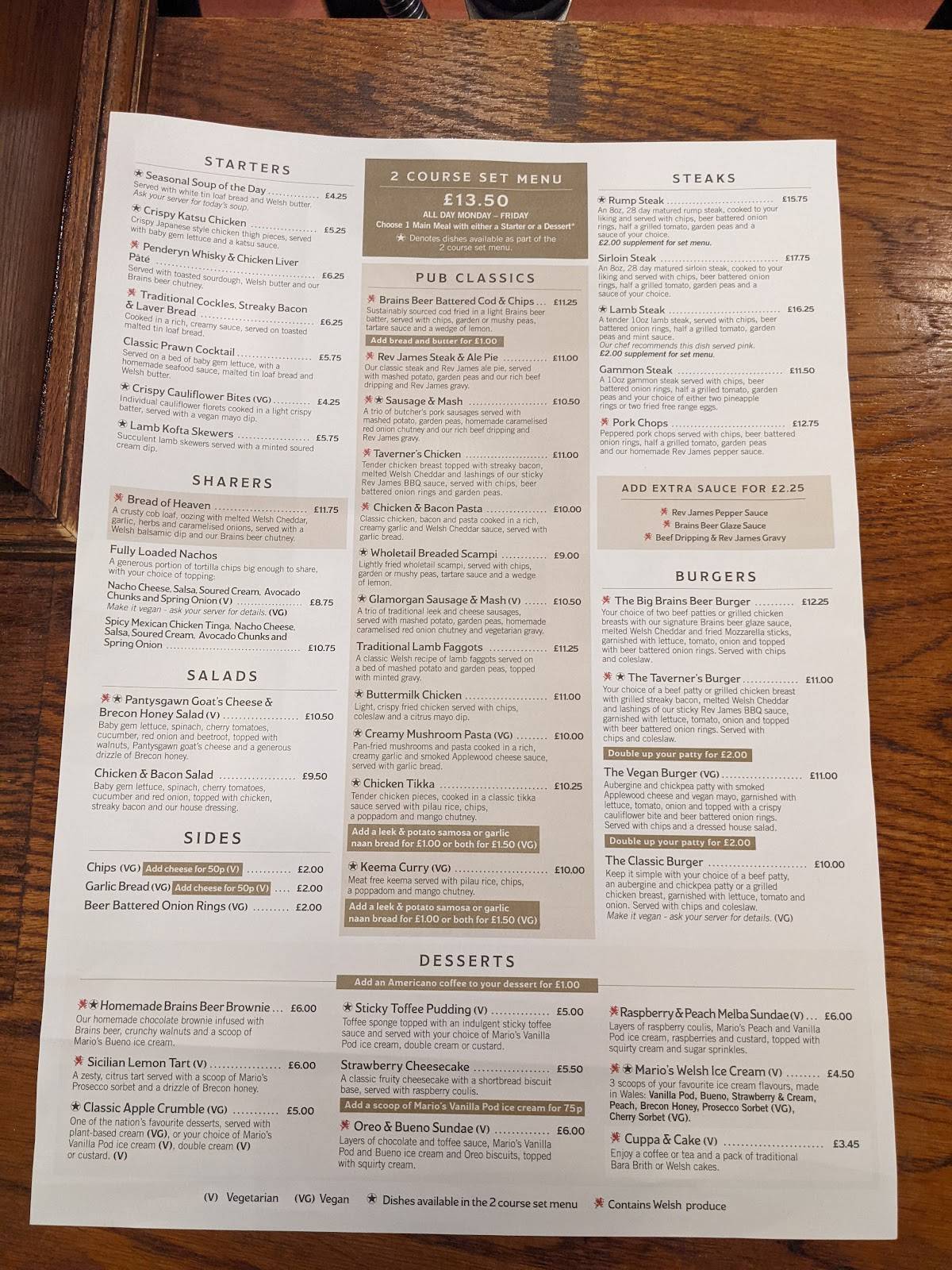 Menu at Lamb & Flag pub & bar, Abergavenny