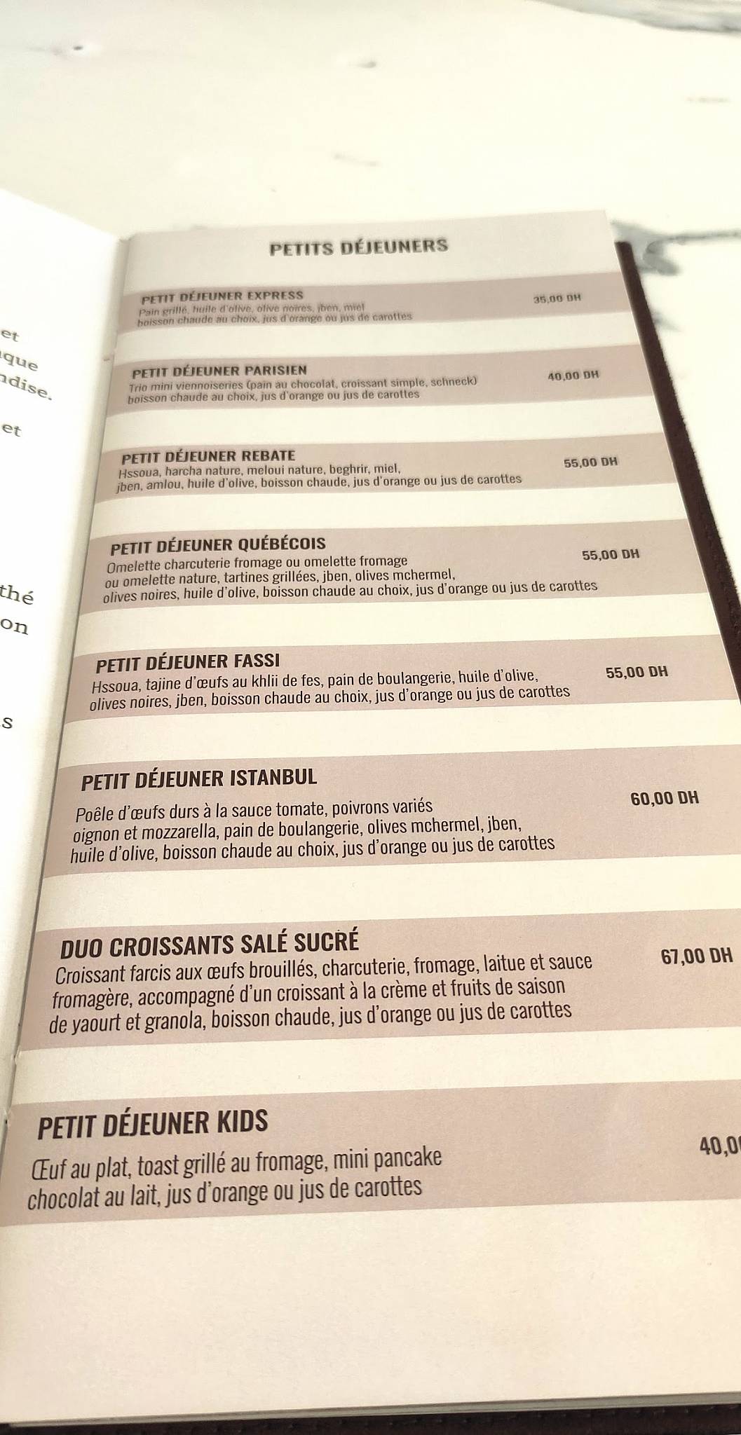 Menu de Lamjarred Boutique