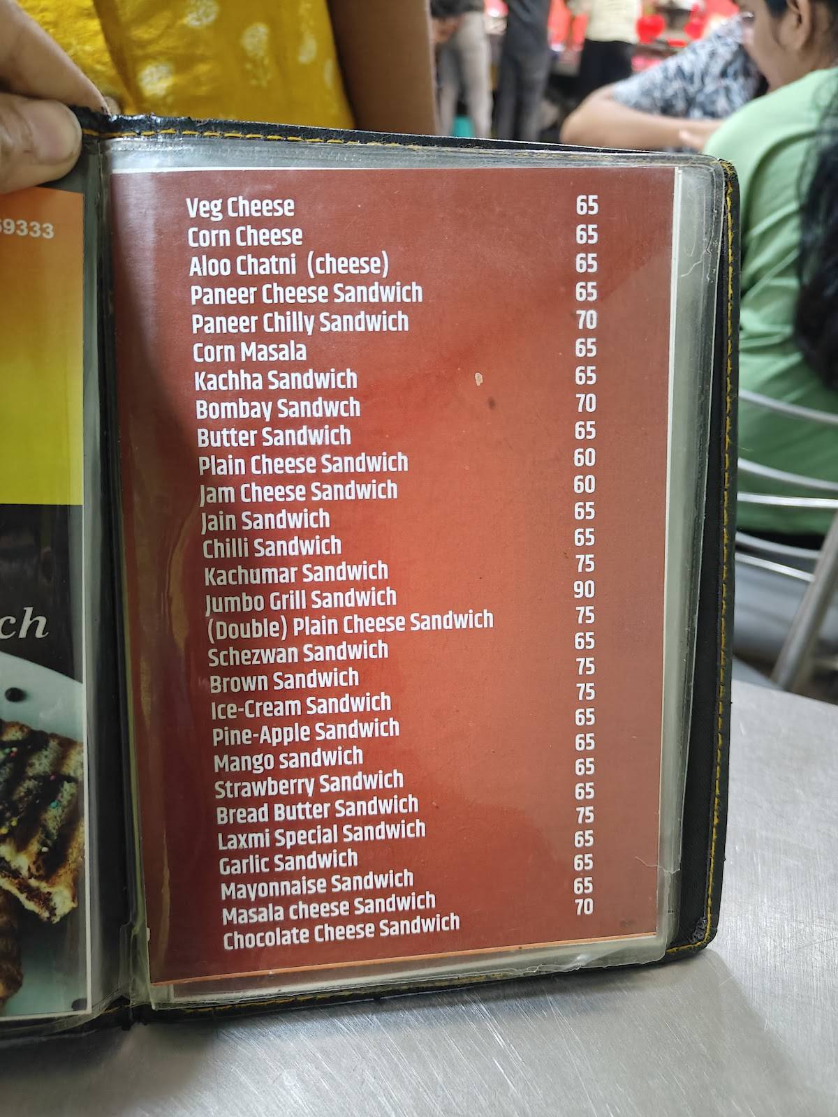 Laxmi Sandwich and Pizza Centre menu