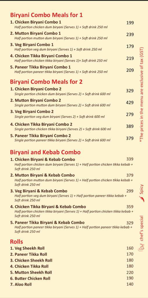 Lazeez By Hyderabadi Delicacies menu