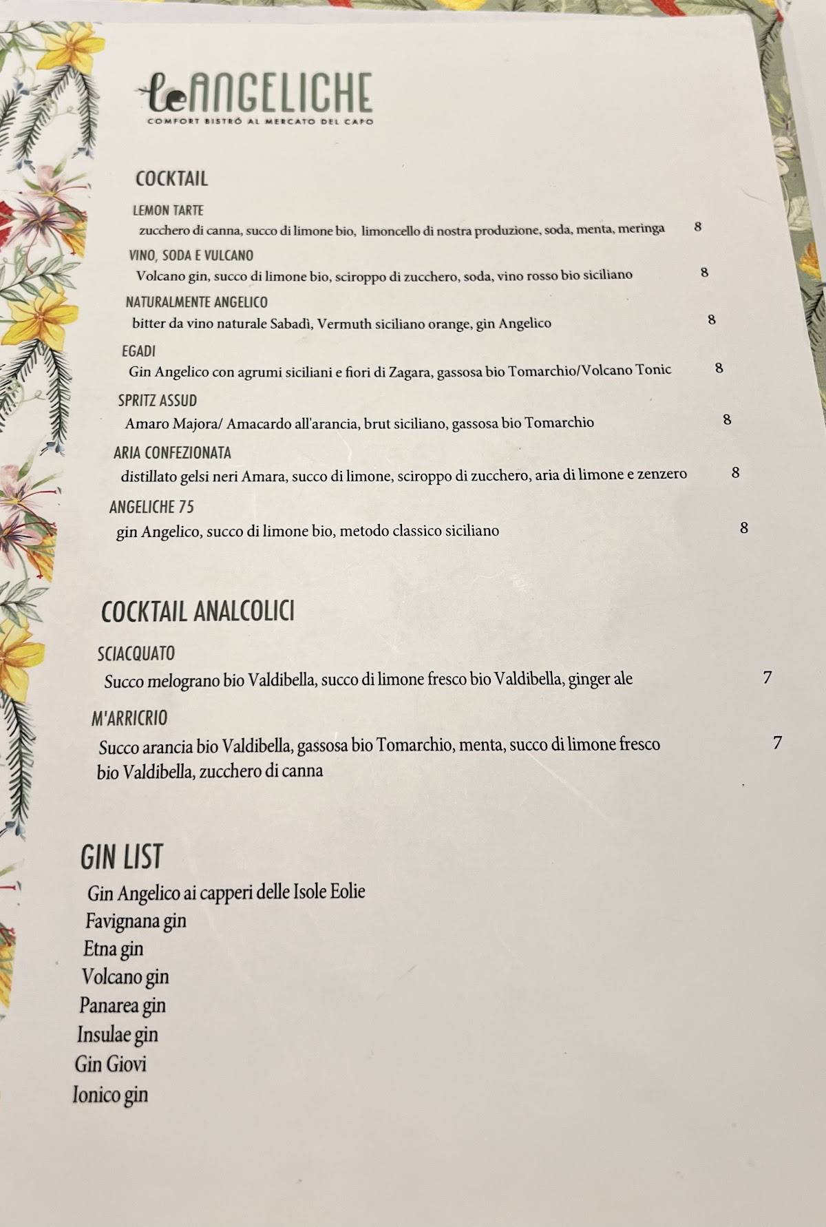 Menu di Le Angeliche 