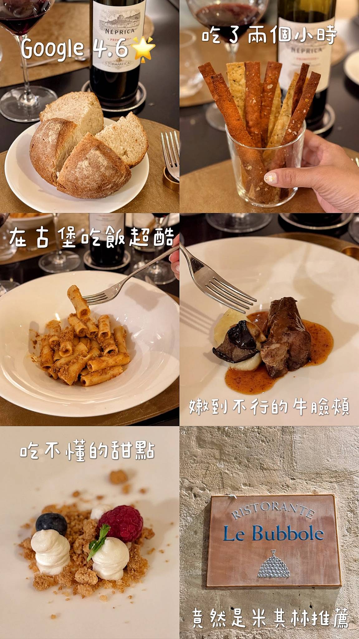 Menu de Le Bubbole