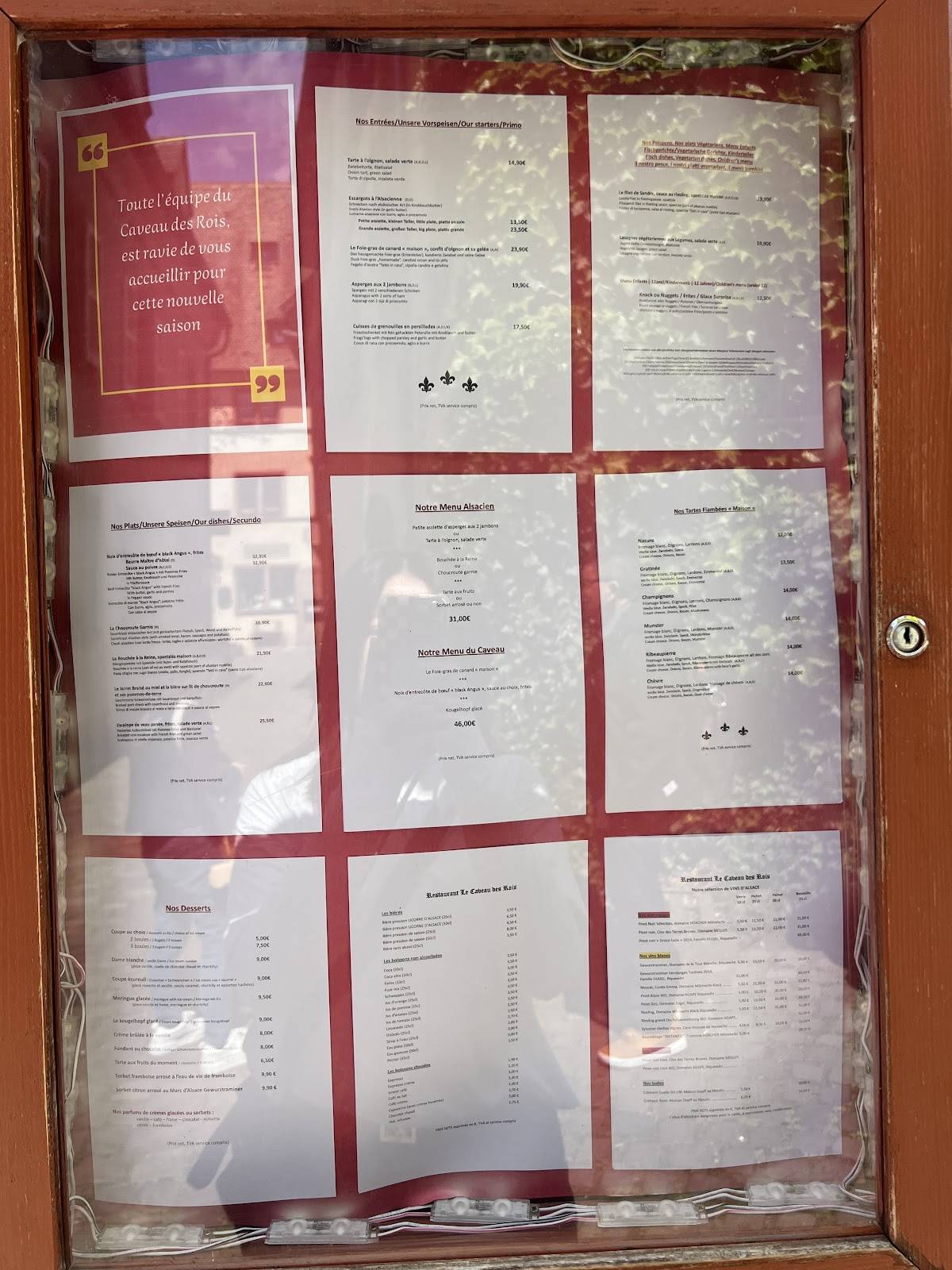 Menu de Le Caveau des Rois
