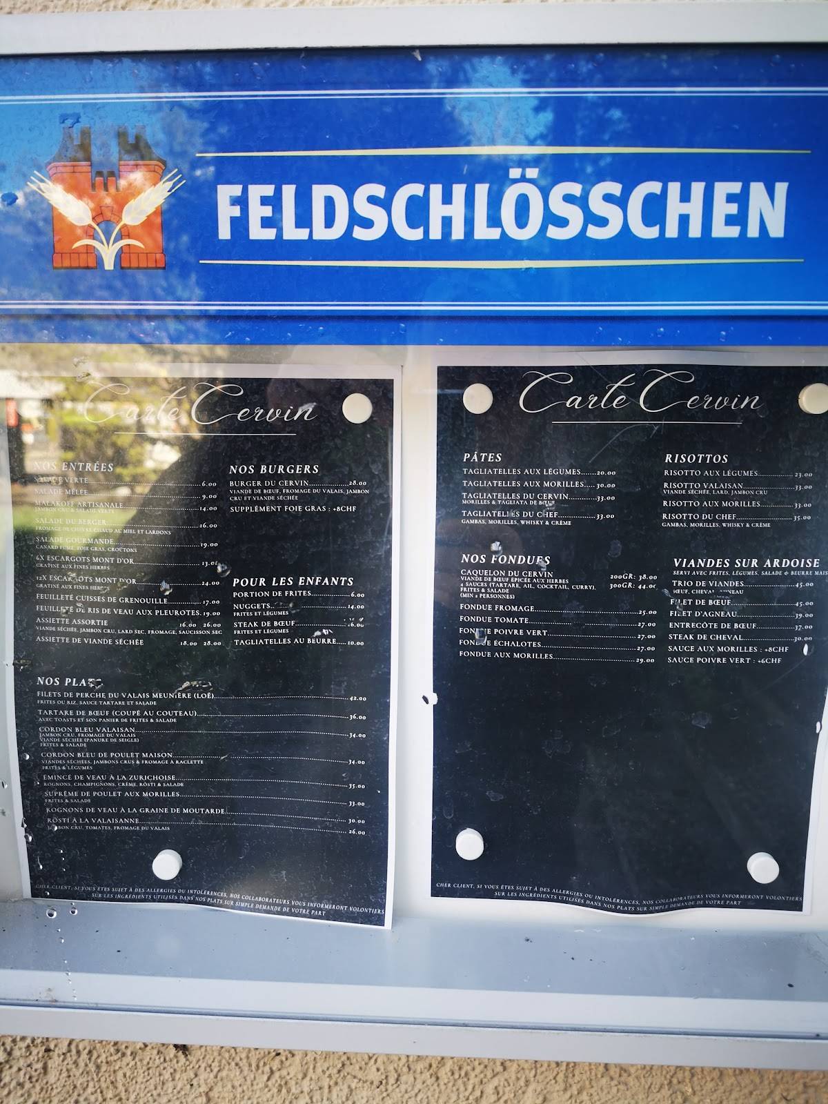 Menu di Restaurant Le Cervin 