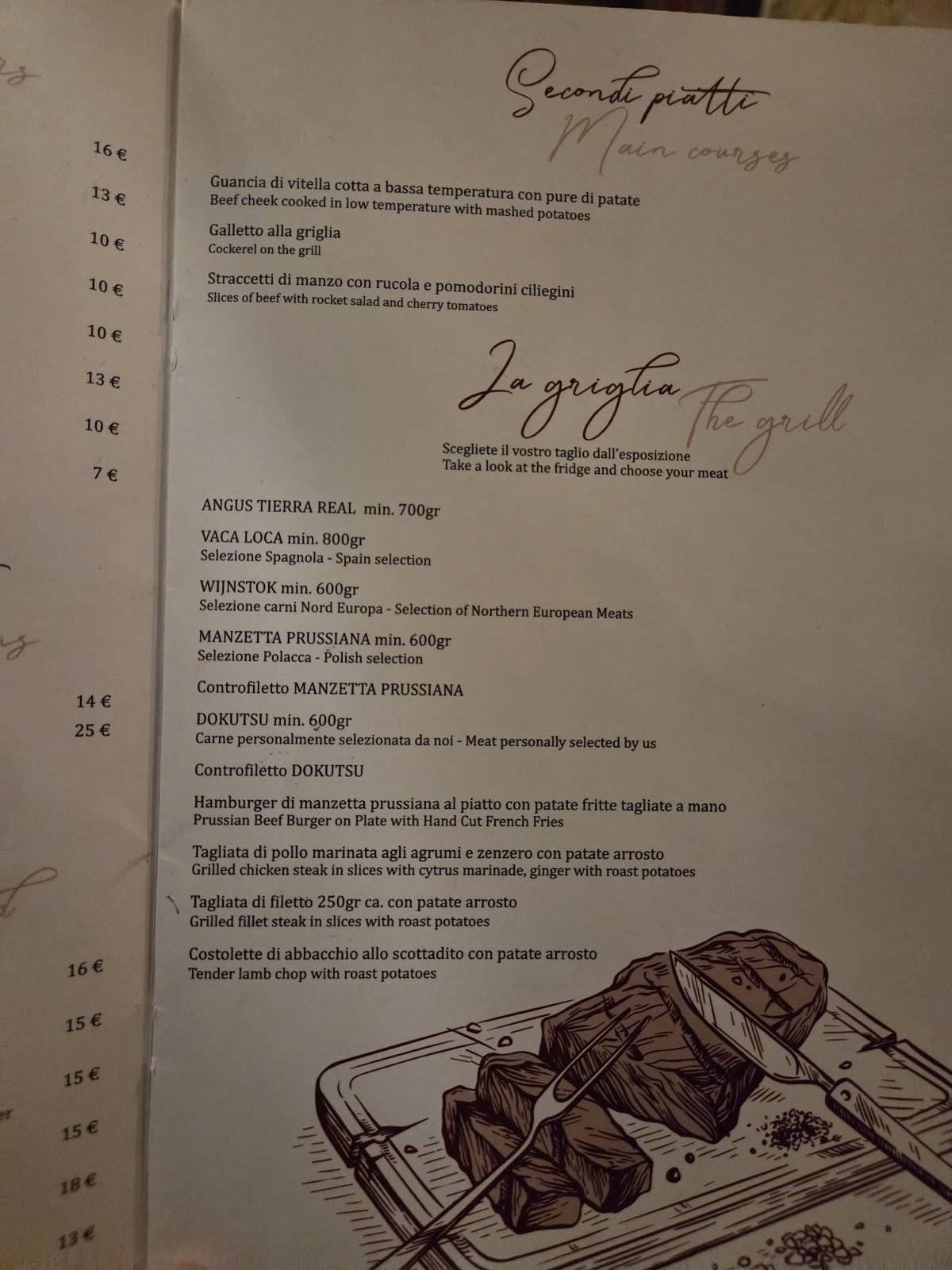 Menu di Le Grotte 