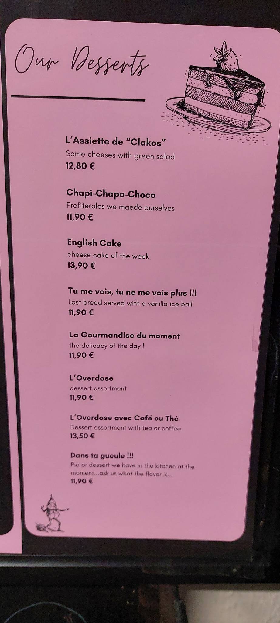 Menu de Le Kitsch