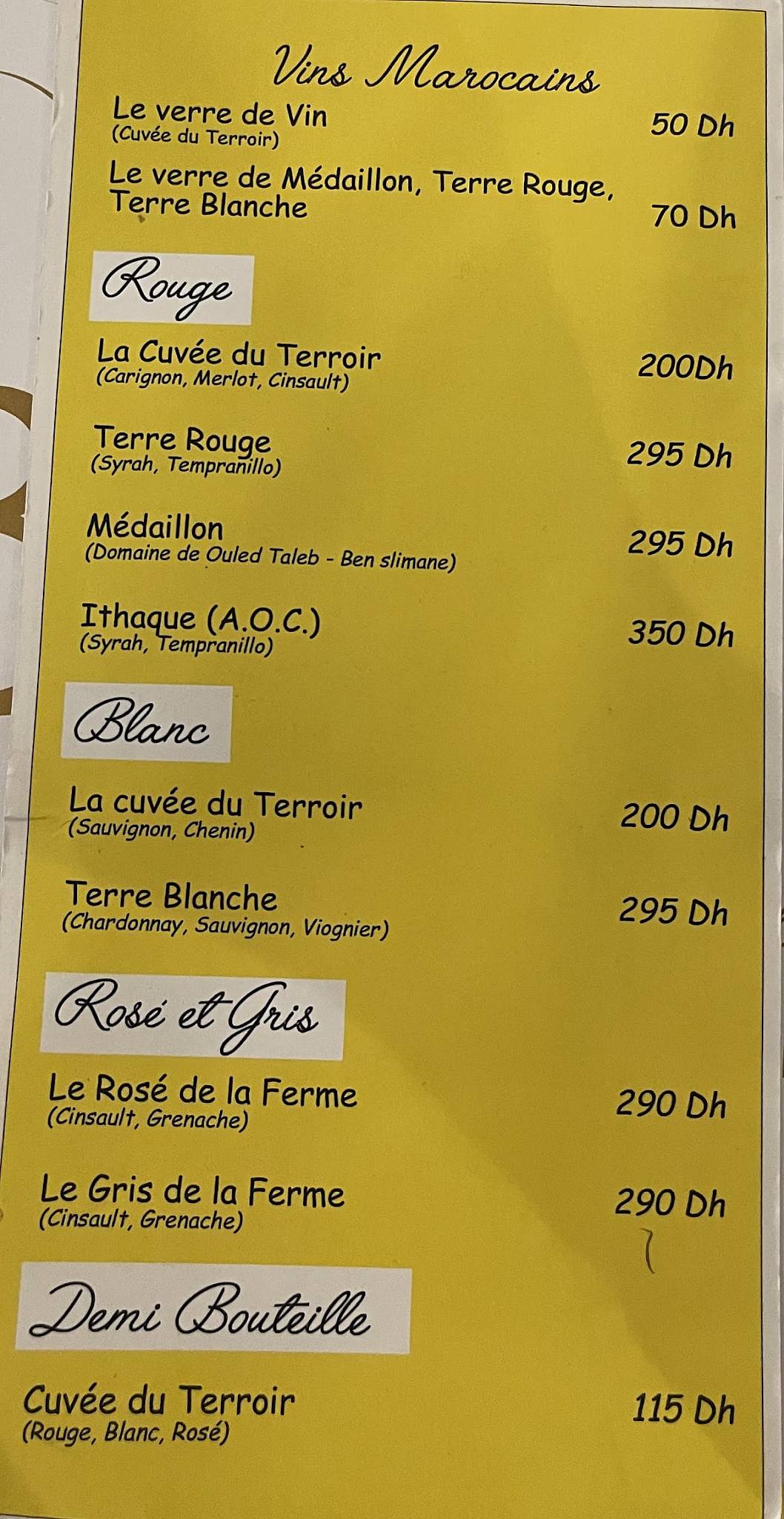 Menu de Le Petitbeur