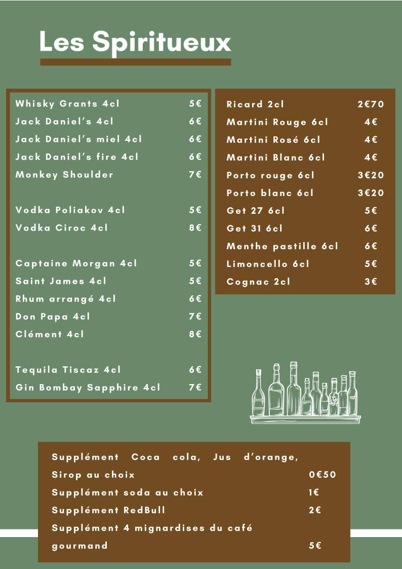 Menu de Le Sainte Anne
