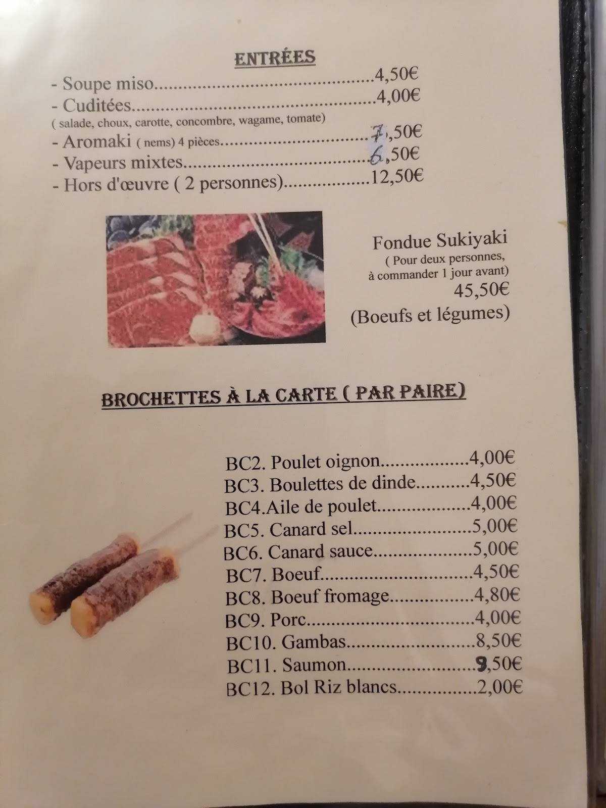 Menu de Le Sakura