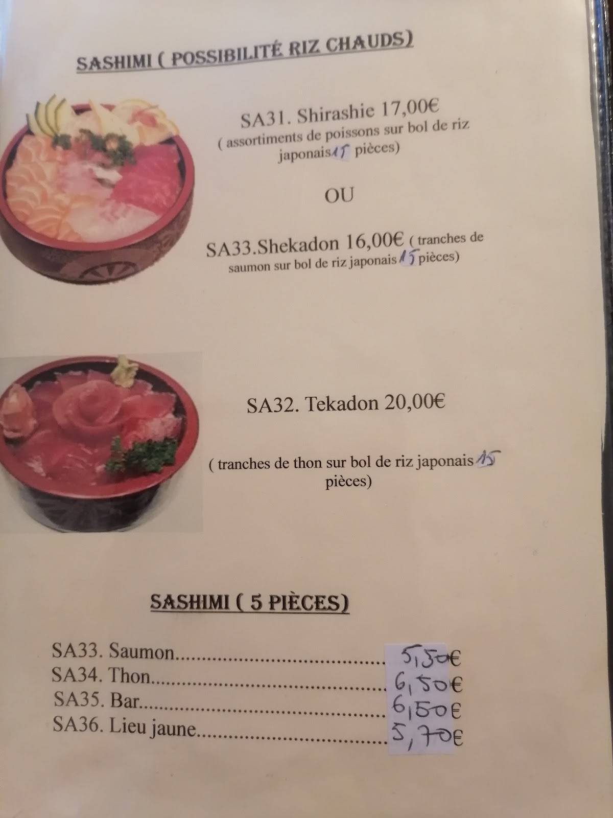 Menu de Le Sakura