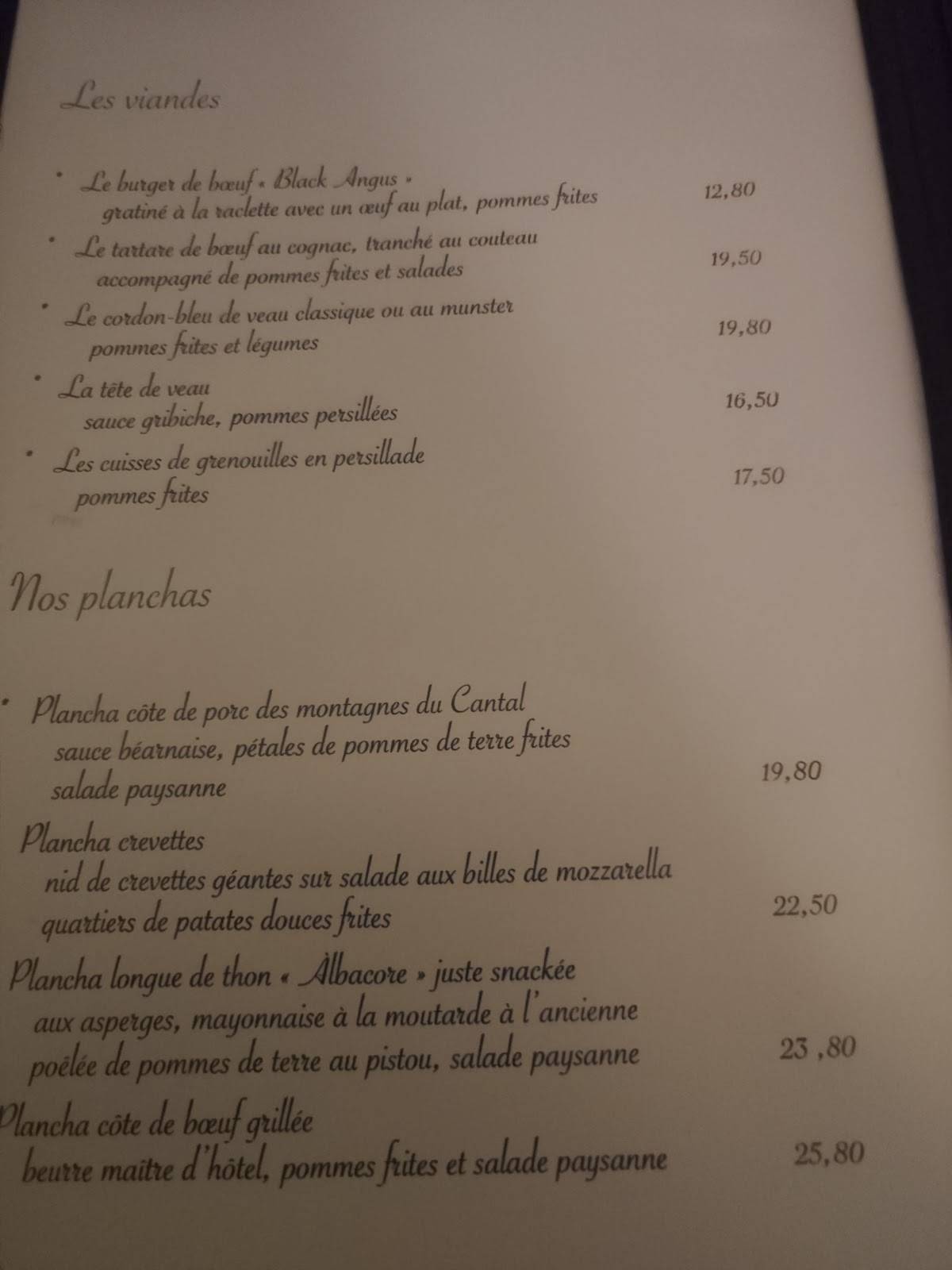 Menu de Le Secret