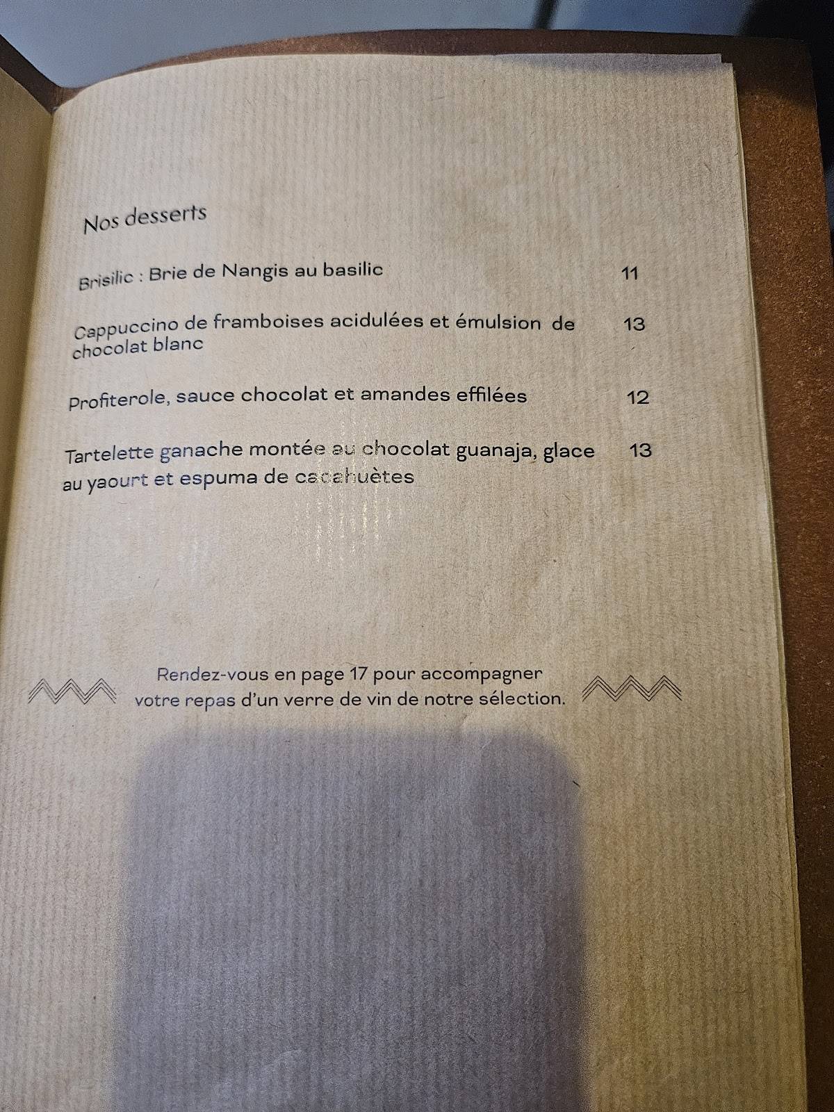 Menu de Le Shack