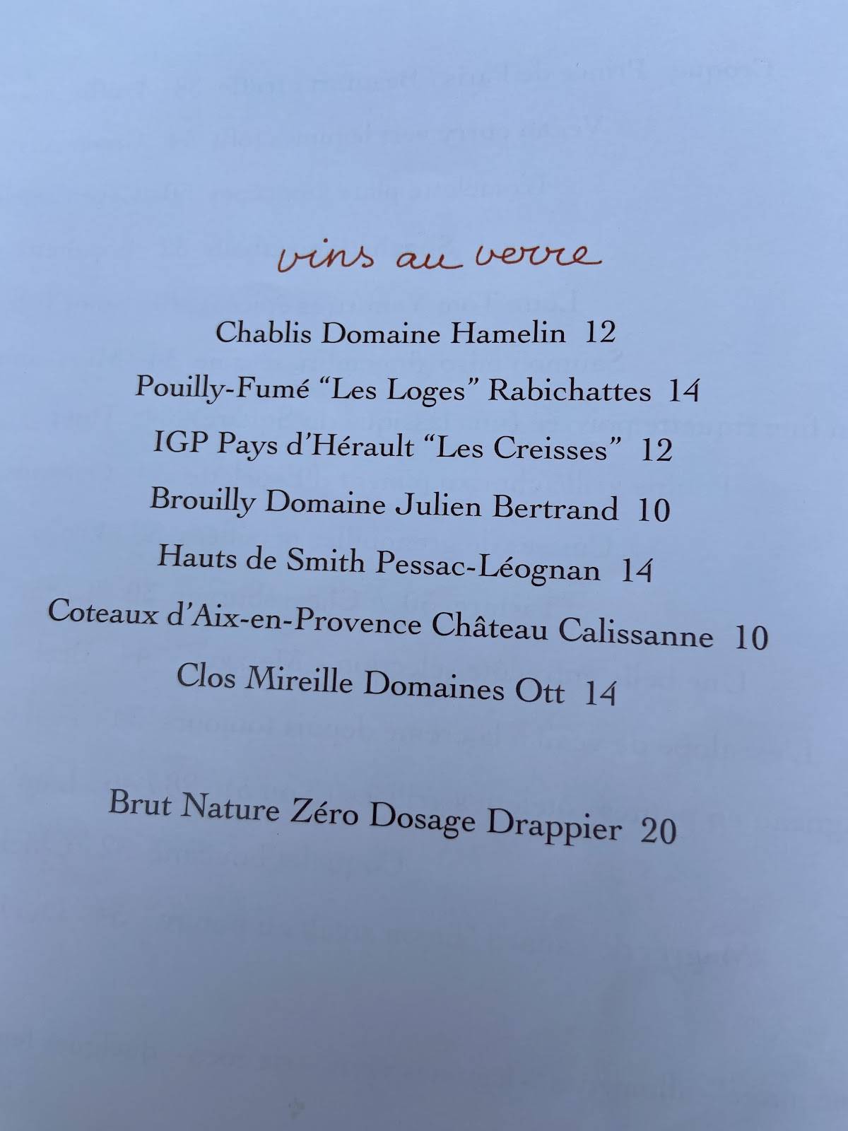 Menu de Le Square Trousseau