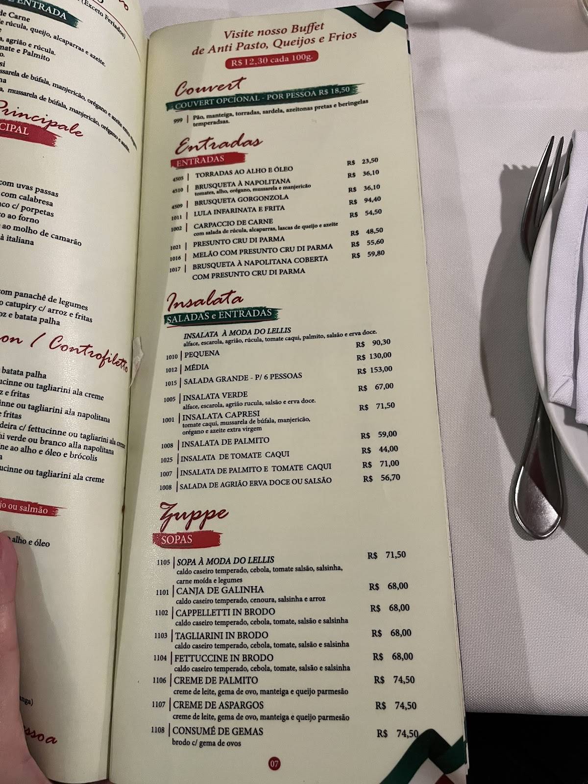 Lellis Trattoria cardápio