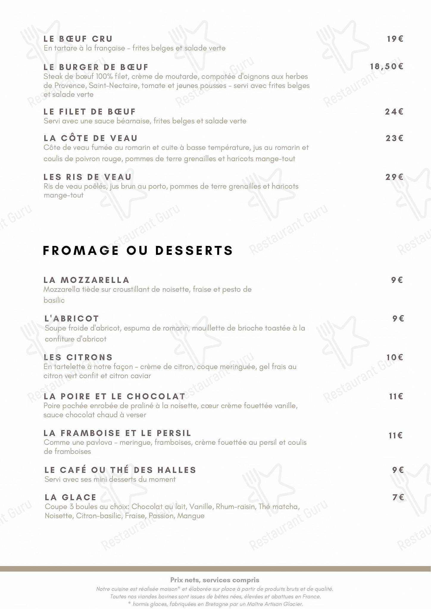 Vegan Menu pour Restaurant Les Halles Saint-Grégoire dans Saint-Grégoire