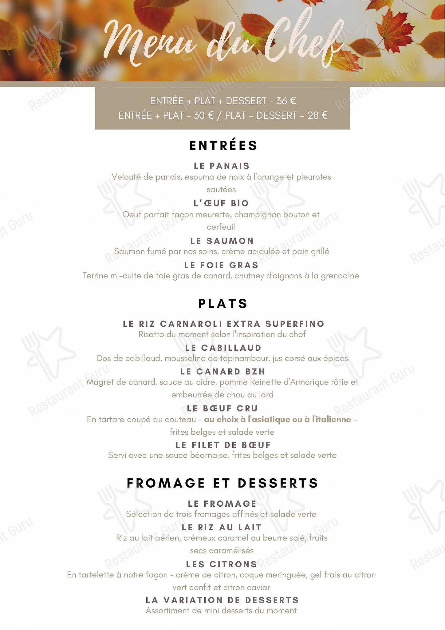 Vegan Menu pour Restaurant Les Halles Saint-Grégoire restaurant