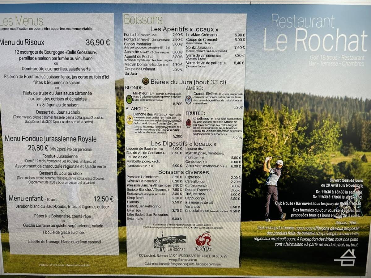 Menu de Golf Du Rochat