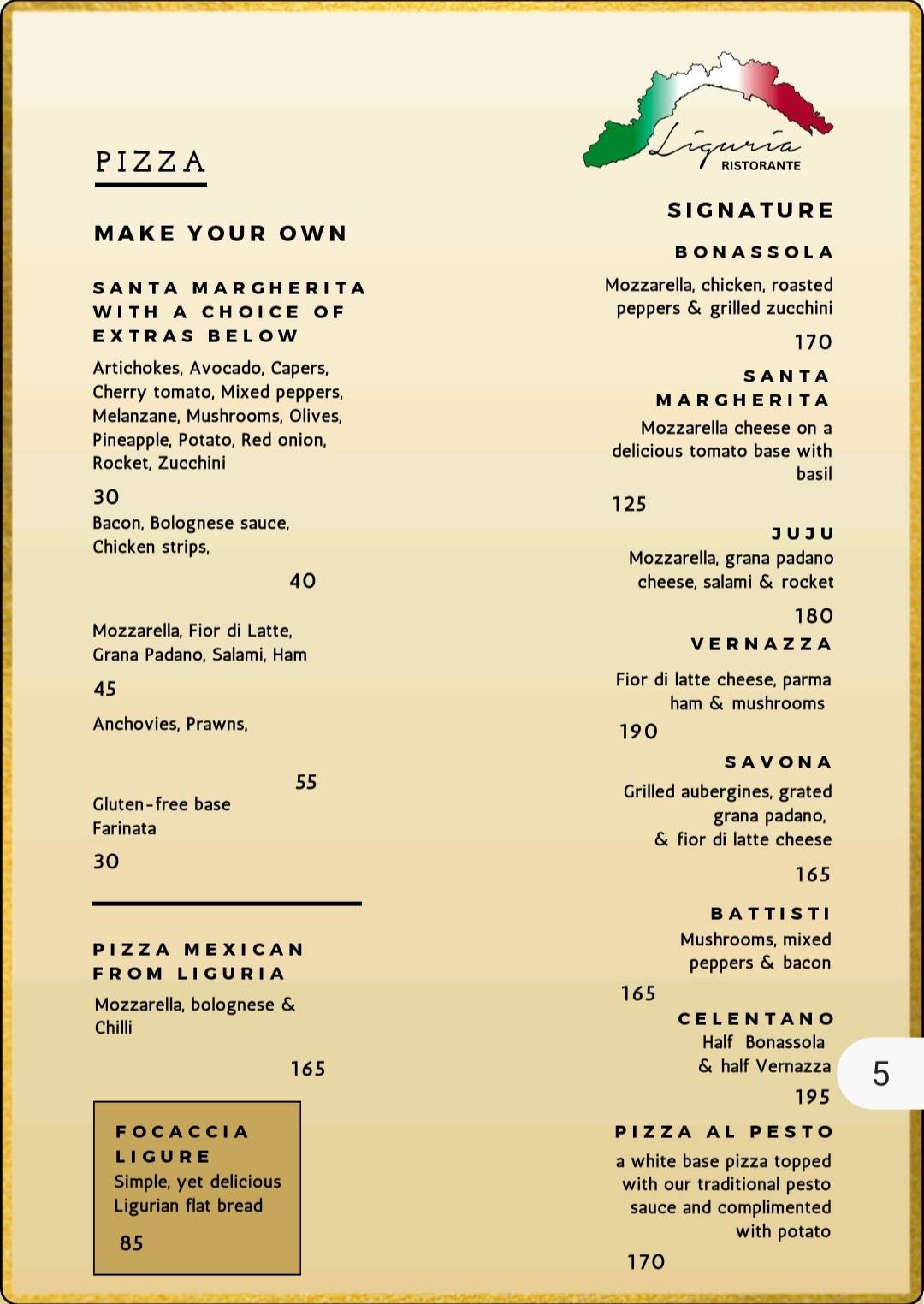 Menu de Liguria Ristorante