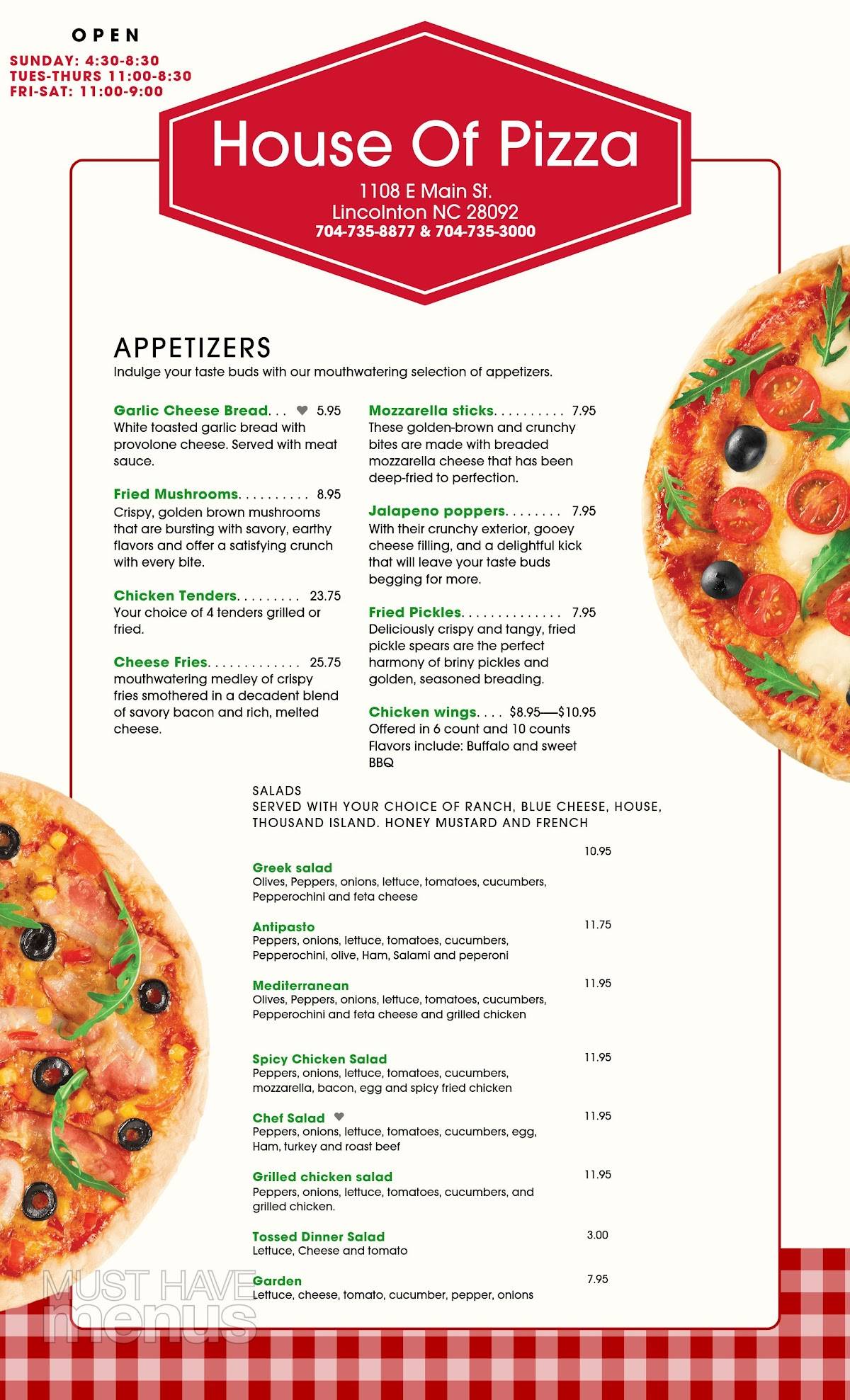 House Of Pizza Restaurant Lincolnton Menu Menu at House of Pizza Restaurant, Lincolnton
