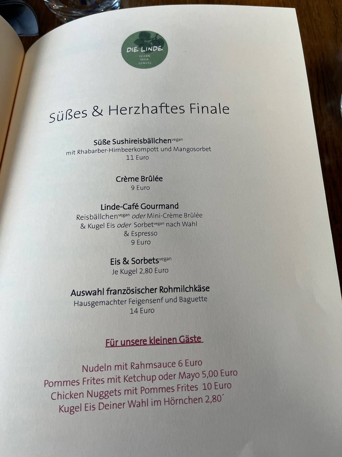 Menu de Linde Restaurant