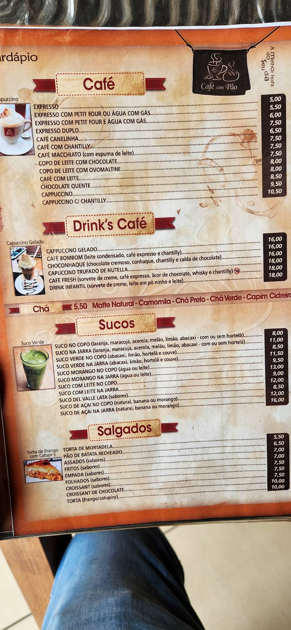 Café com Pão cardápio