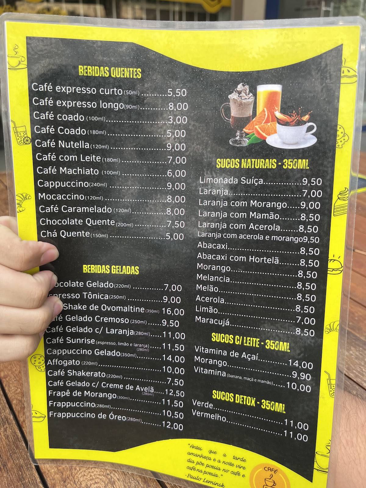 Café Literário Maringá cardápio