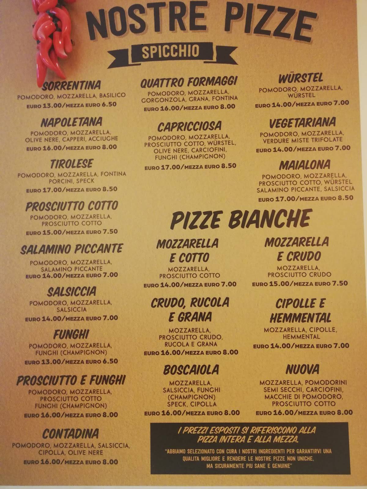 Menu di Lo Spicchio 