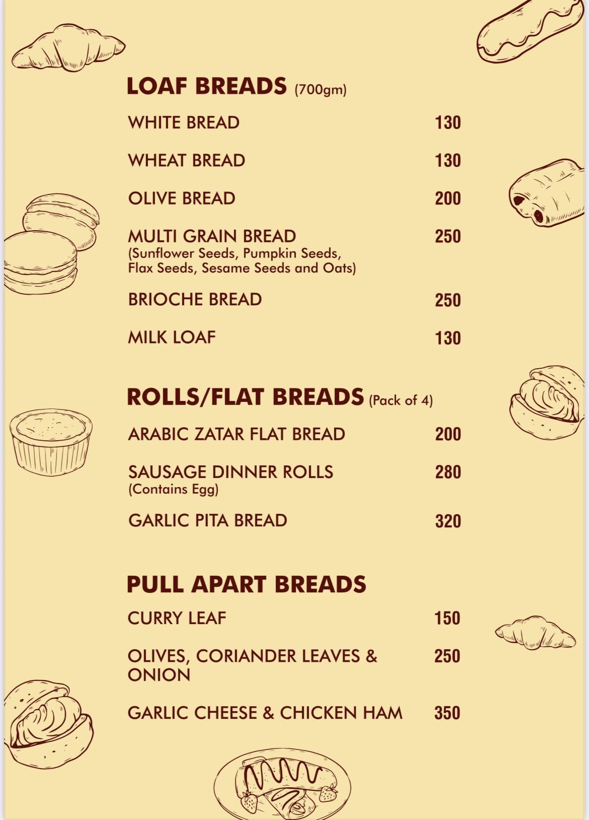 Loaf tales menu