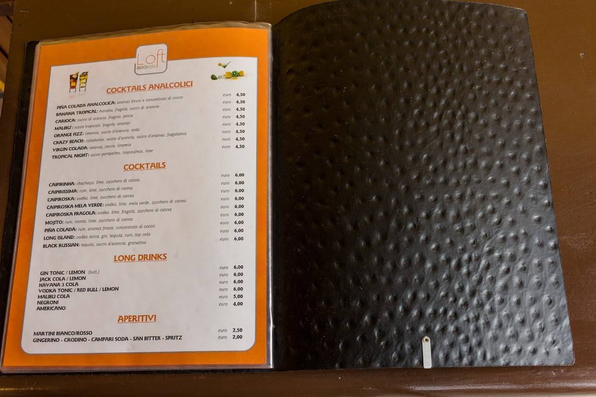 Menu di Loft Risto Pizza di Vendrame Ivano 