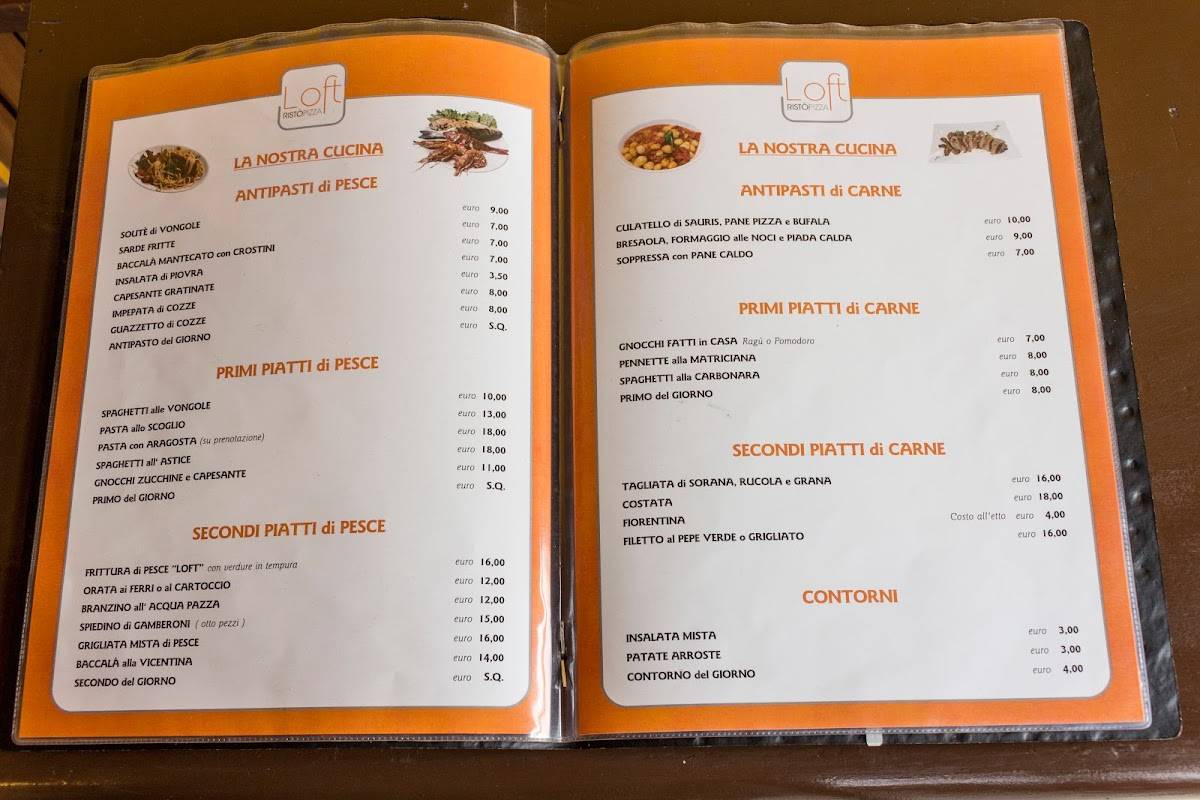 Menu di Loft Risto Pizza di Vendrame Ivano 