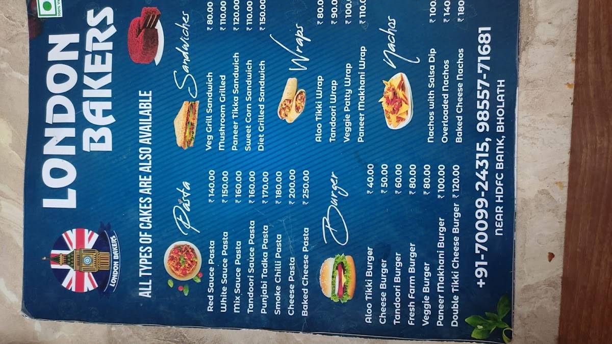 London Bakers Best Bakery Best Cake Shop Bholath menu