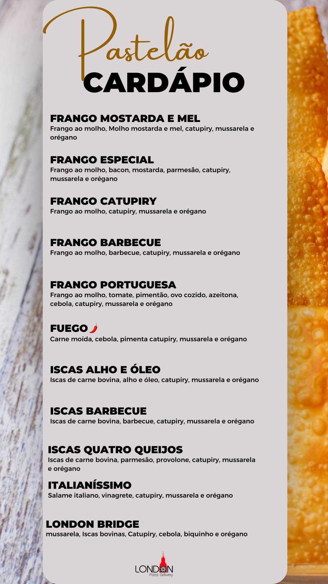 London Pizza Delivery cardápio