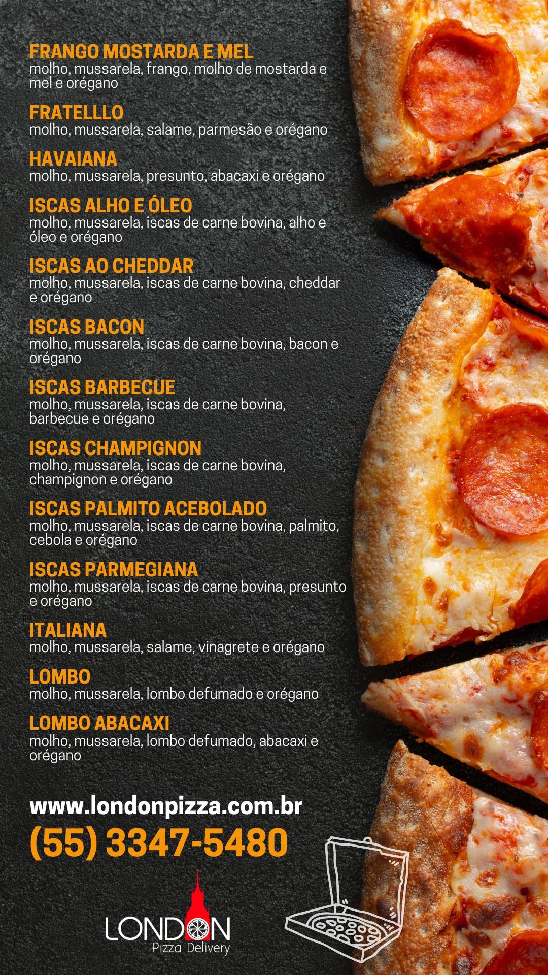 London Pizza Delivery cardápio