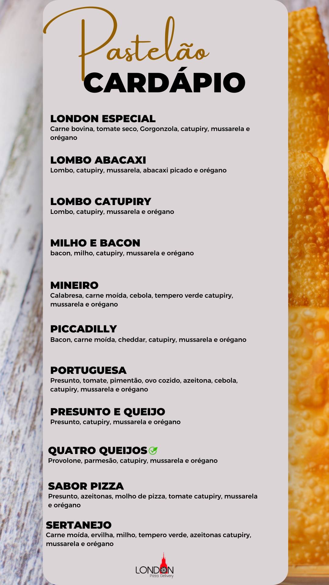London Pizza Delivery cardápio