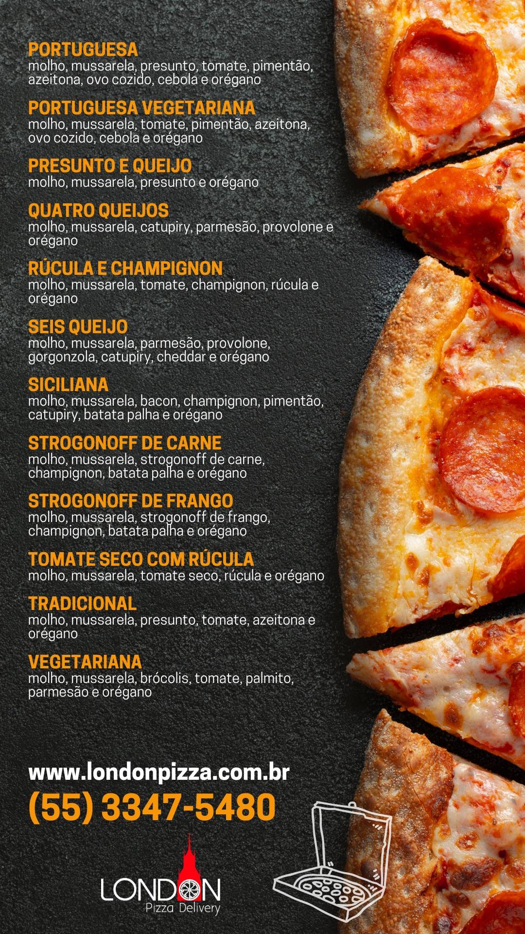 London Pizza Delivery cardápio