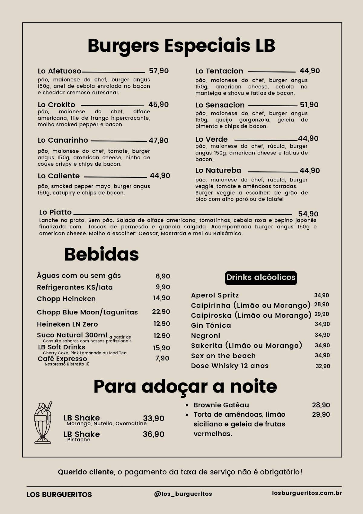 Los Burgueritos Hamburgueria cardápio