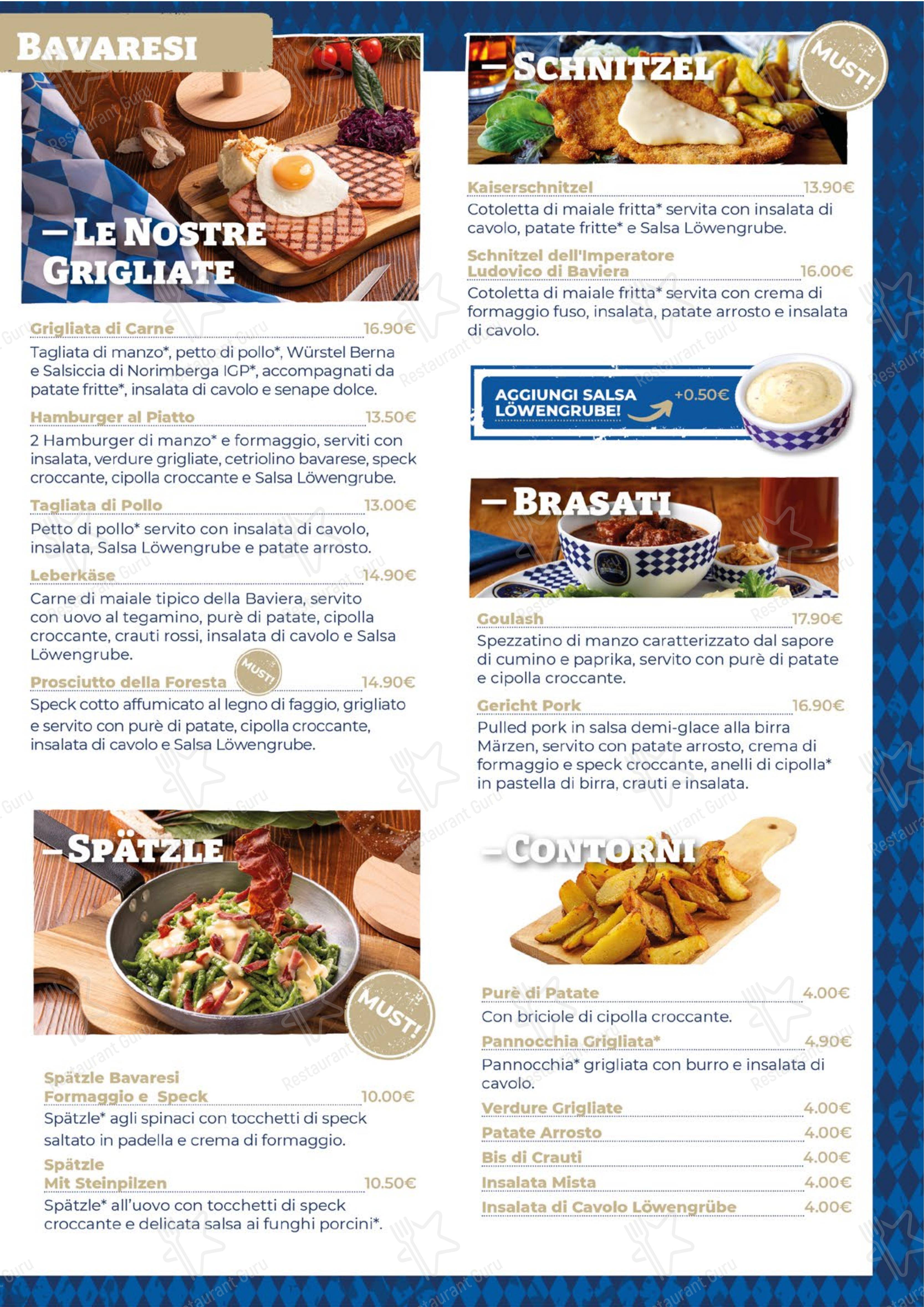 Menu di Löwengrube Modena - Menu bar