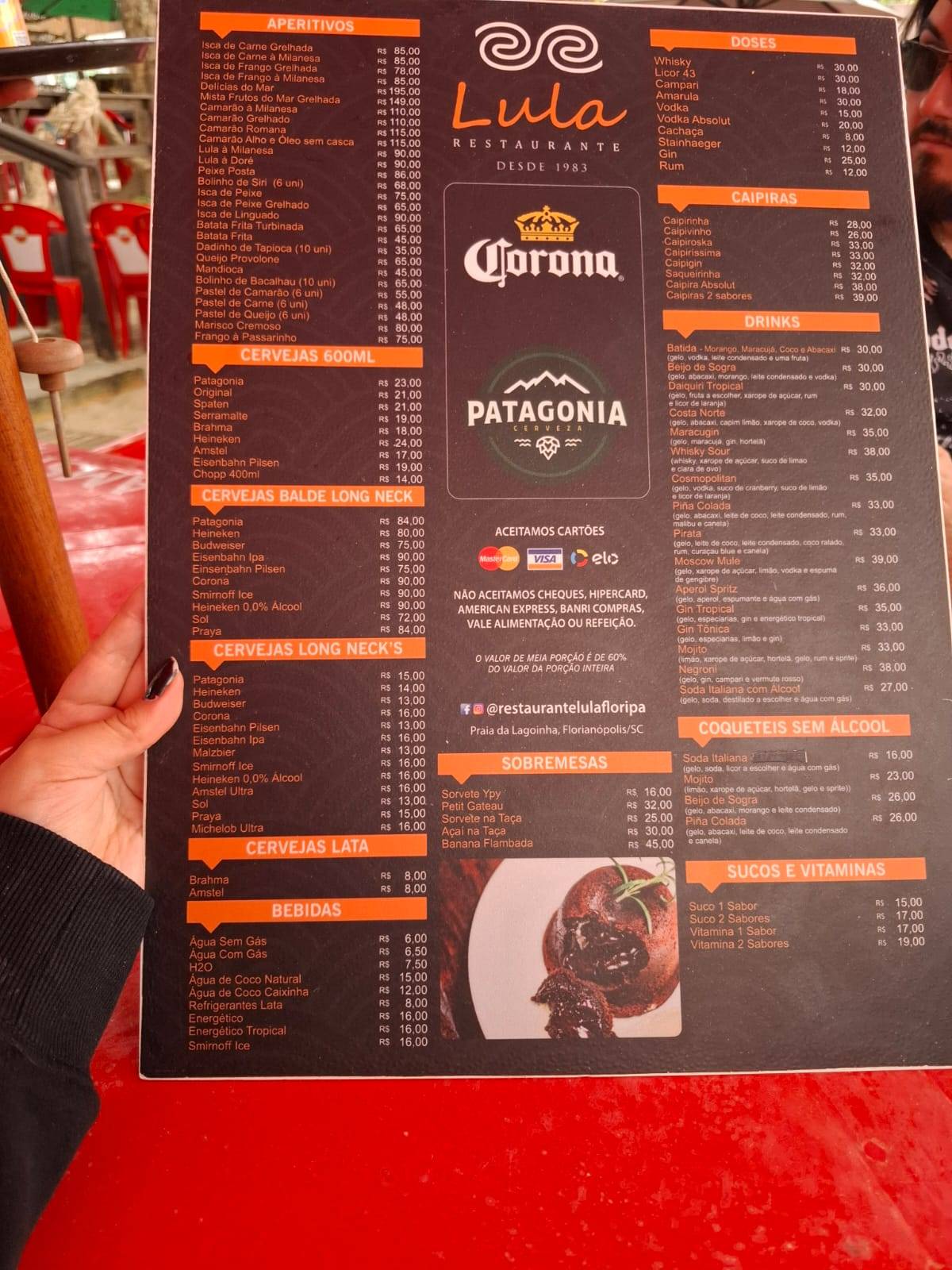 Lula Restaurante cardápio