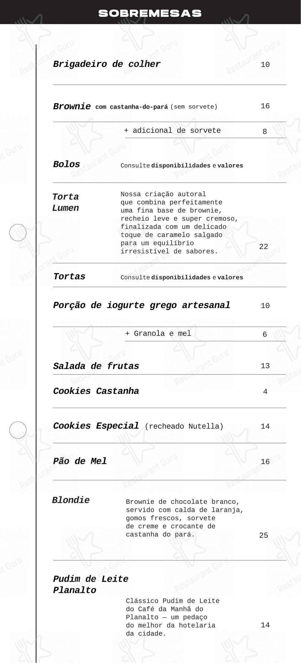 Menu para Lumen Café + Gastronomia restaurante