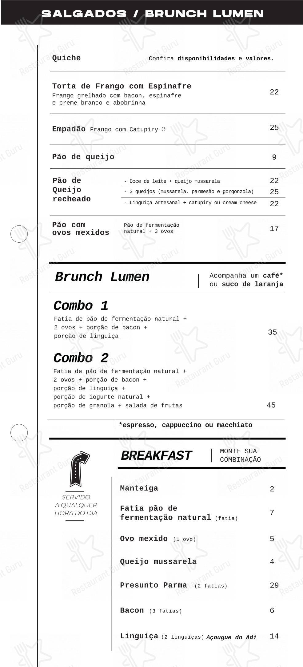 Lumen Café + Gastronomia menu - 菜单