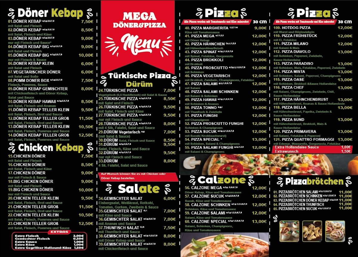 Speisekarte von Mega Döner & Pizza, Stralsund