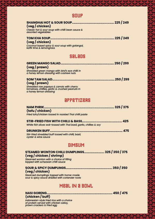 MISU, Indiranagar menu