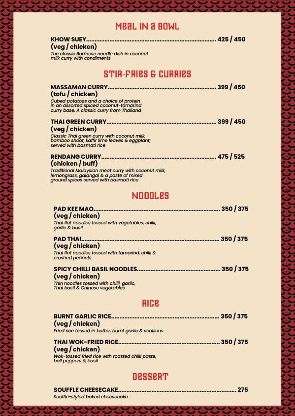 MISU, Indiranagar menu