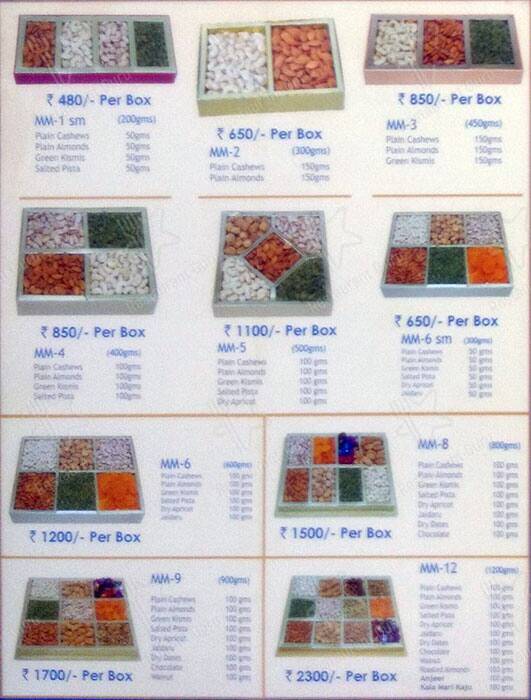 MM Mithaiwala menu