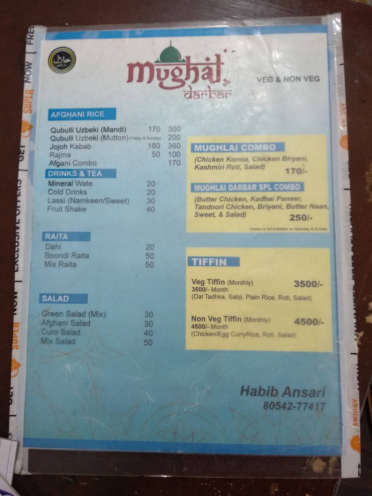 MUGHAL DARBAR menu