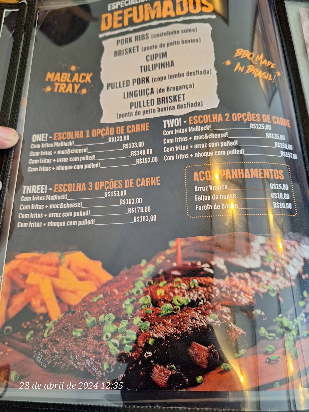 MaBlack House cardápio